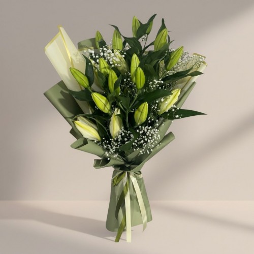 5 Dal Lilyum Buketi (Kazablanka, Zambak)